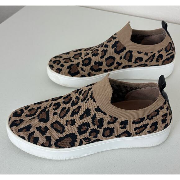 Steve Madden Beale Leopard Print Stretch Knit Sneakers Size 8.5 - Picture 2 of 7